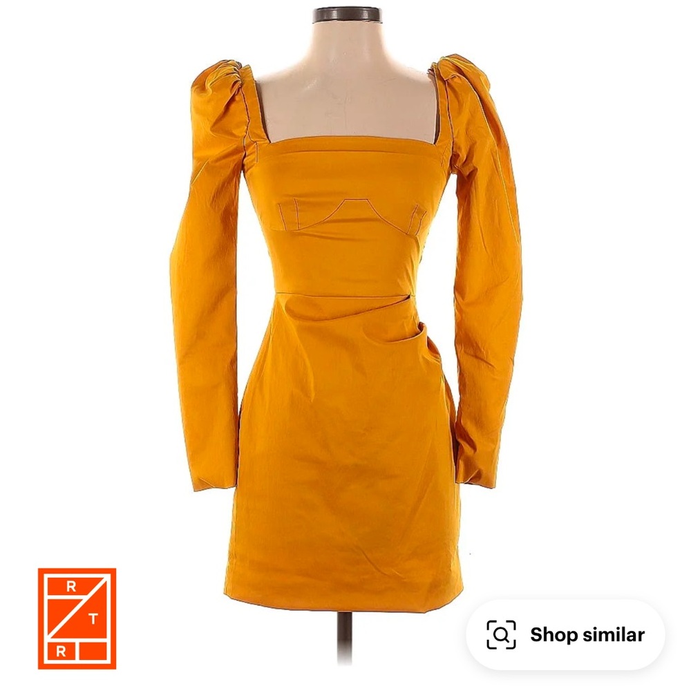 Manning Cartel Long Sleeve Marigold Back Zip Taffeta Mini Dress SZ 4 AU